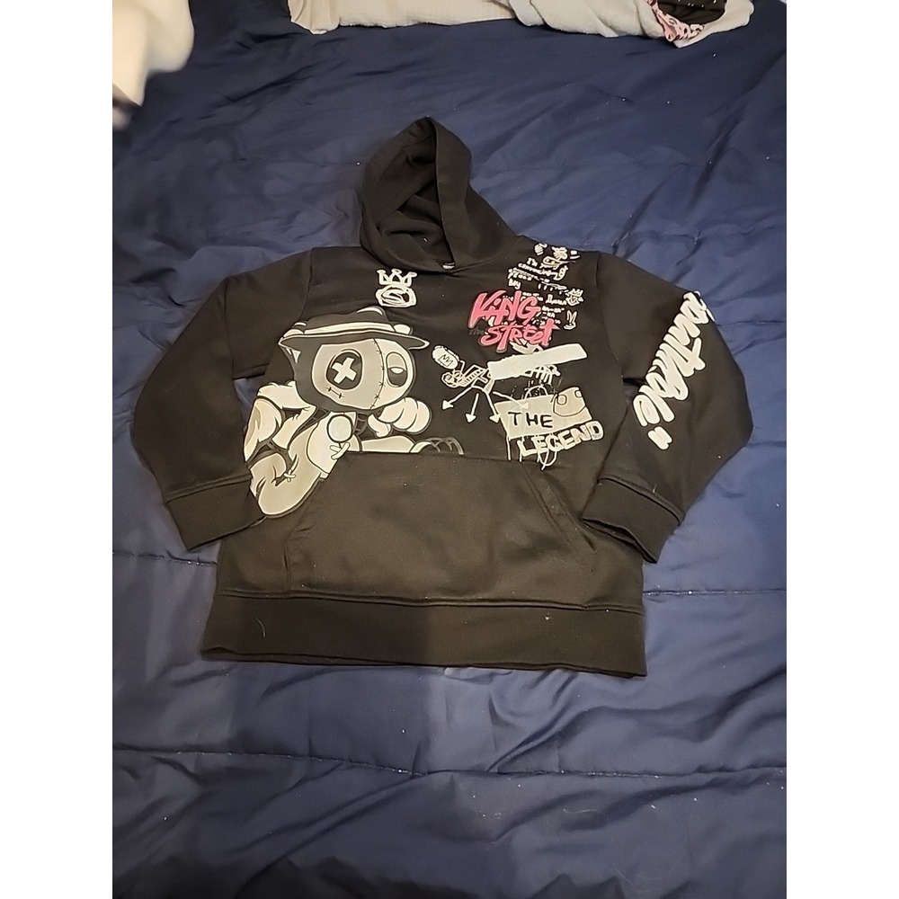 Vintage Southpole Hoodie Sz L (14-16)  Black‎ Fleece Hoodie Grunge Y2K